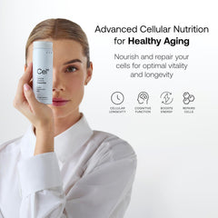 SRW Cel Essential bottle back view with supplement facts for informed daily use.
