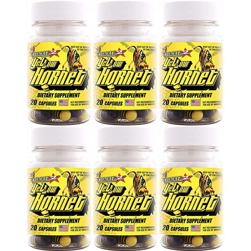 STACKER 2 Yellow Hornet bottle front highlighting energy-boosting herbal blend.