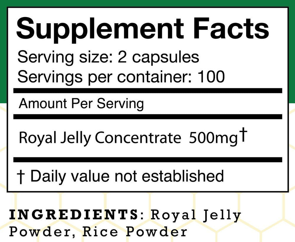 Stakich Royal Jelly capsules closeup—daily-use supplement.