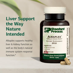 Albaplex capsules close-up emphasizing non-dairy formula for dietary flexibility
