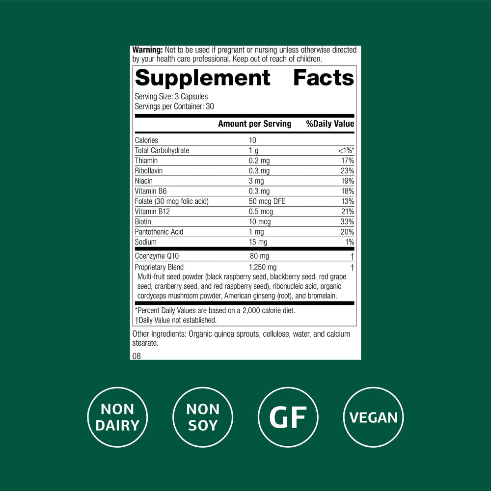 Standard Process B Vitality capsules shown, highlighting a B vitamin blend for daily wellness.