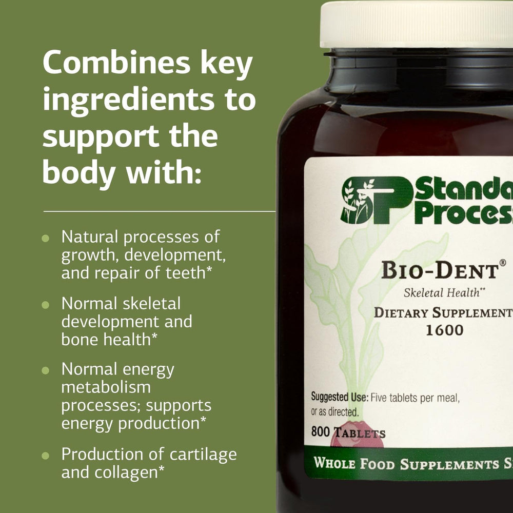 Standard Process Bio-Dent usage scene with tablets for daily intake