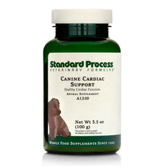 Standard Process Canine Cardiac Support bottle on kitchen counter promoting heart-healthy nutrition