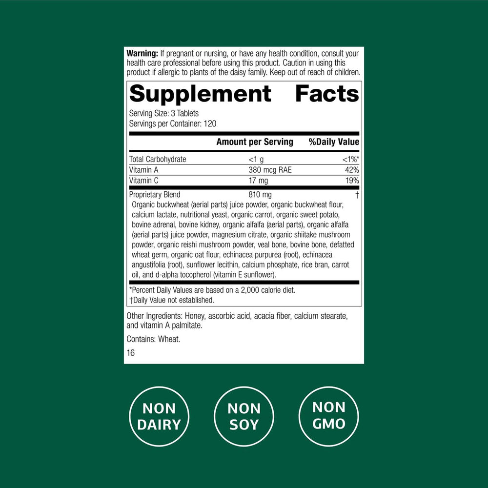 Standard Process Cataplex A-C-P bottle pour shows convenient daily dosing.