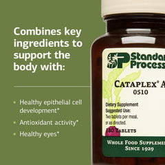 Standard Process Cataplex A ingredients label highlights whole-food vitamin A.