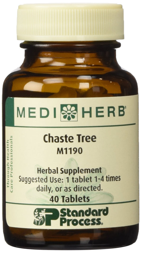 Standard Process Chaste Tree 40 Tabs bottle showing the label for hormone support.