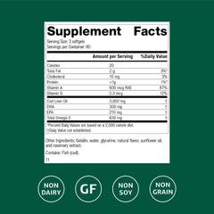 Standard Process Cod Liver Oil bottle label close-up showing vitamins A and D for immune support.