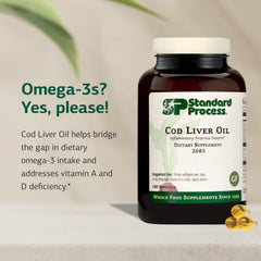 Standard Process Cod Liver Oil softgels pour demonstrating easy daily intake.