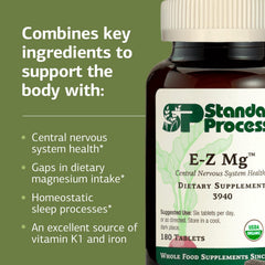 Standard Process E-Z Mg label close-up with magnesium and iron content