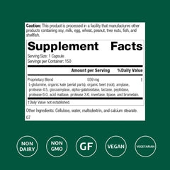 Standard Process Enzycore bottle label closeup shows enzymes and ingredients