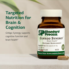 Standard Process Ginkgo Synergy label close-up featuring ginkgo and buckwheat for antioxidant support