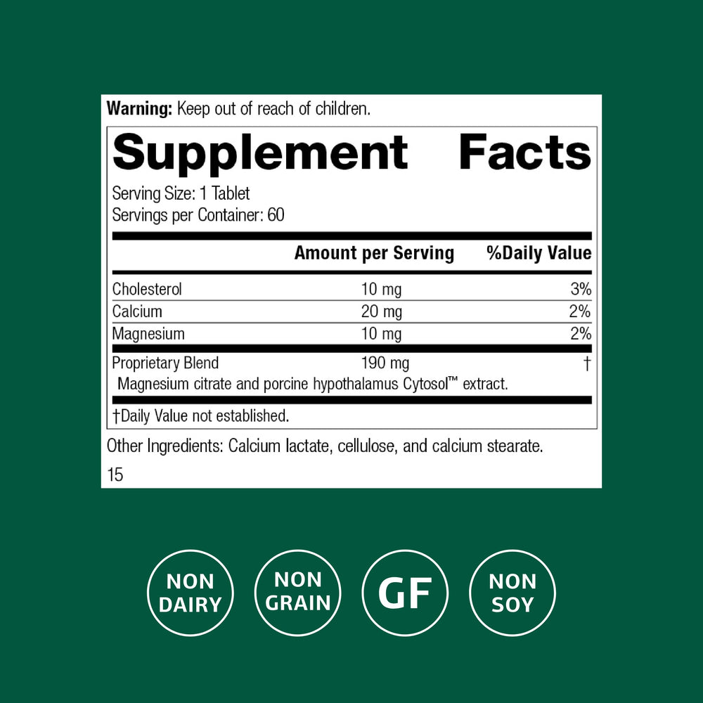 Standard Process Hypothalmex 60-tablet packaging for easy daily use