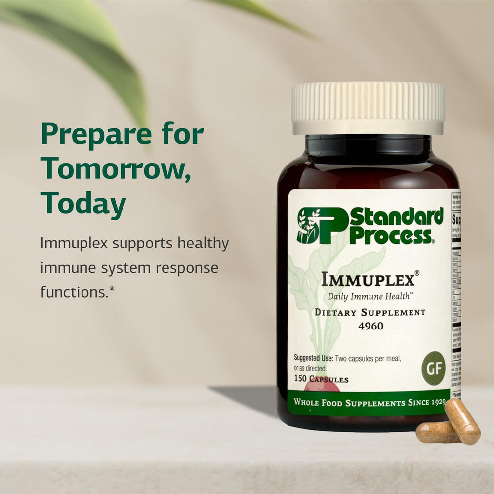 Standard Process Immuplex bottle on shelf for everyday wellness