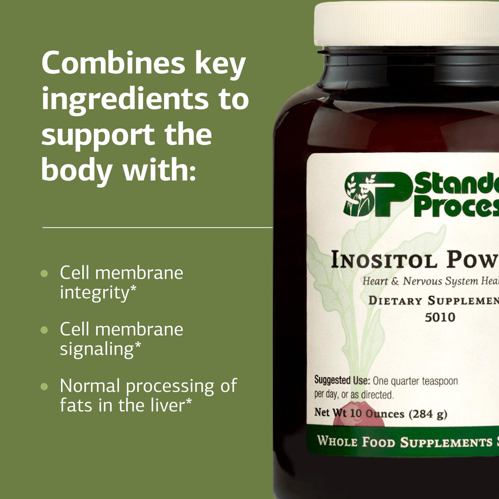 Standard Process Inositol Powder gluten-free label on packaging.