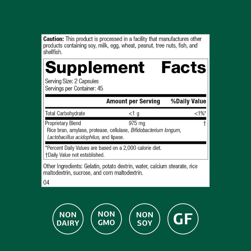 Standard Process Lact-ENZ bottle back view highlighting ingredients.