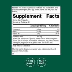 Standard Process Orchex capsule close-up emphasizing non-dairy, whole-food form.