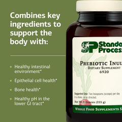 Standard Process Prebiotic Inulin ingredients panel emphasizes calcium and magnesium minerals.