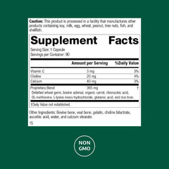 Protefood label closeup highlighting calcium and vitamin C for bone and immune health
