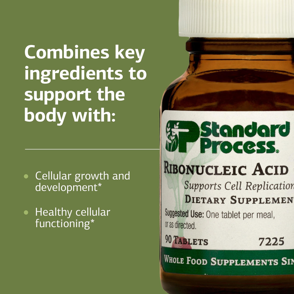 Standard Process RNA packaging close-up highlights vegan and gluten-free notes for dietary flexibility
