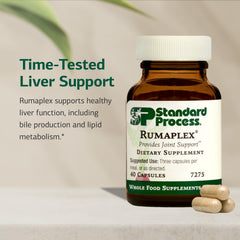Standard Process Rumaplex bottle label with vitamin A and niacin info.