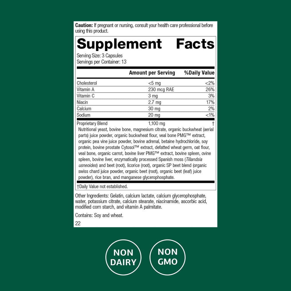 Standard Process Rumaplex capsules close-up ready for daily liver support.