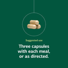 Serving dose of three capsules per meal for liver support.