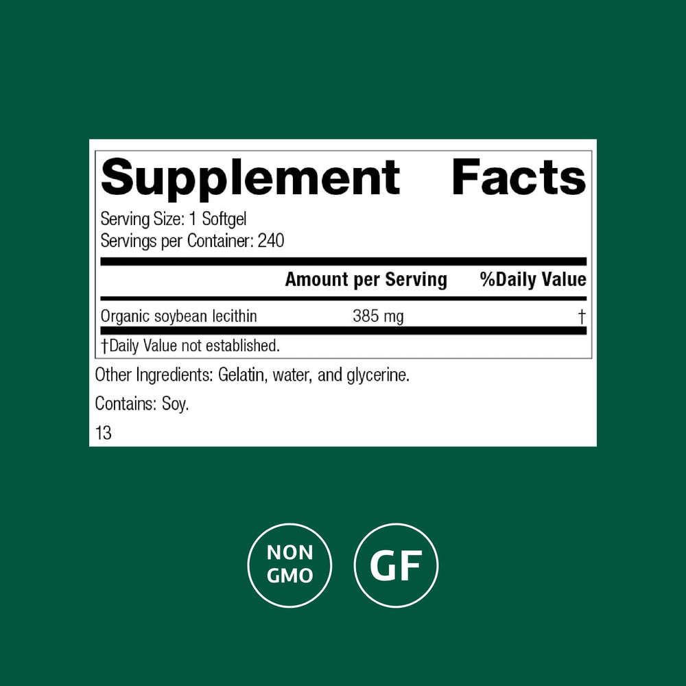 Standard Process Soybean Lecithin bottle closeup highlights gluten-free, whole-food nutrition