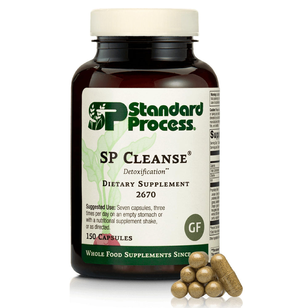 Standard Process SP Cleanse bottle front view showing kidney and liver support ingredients