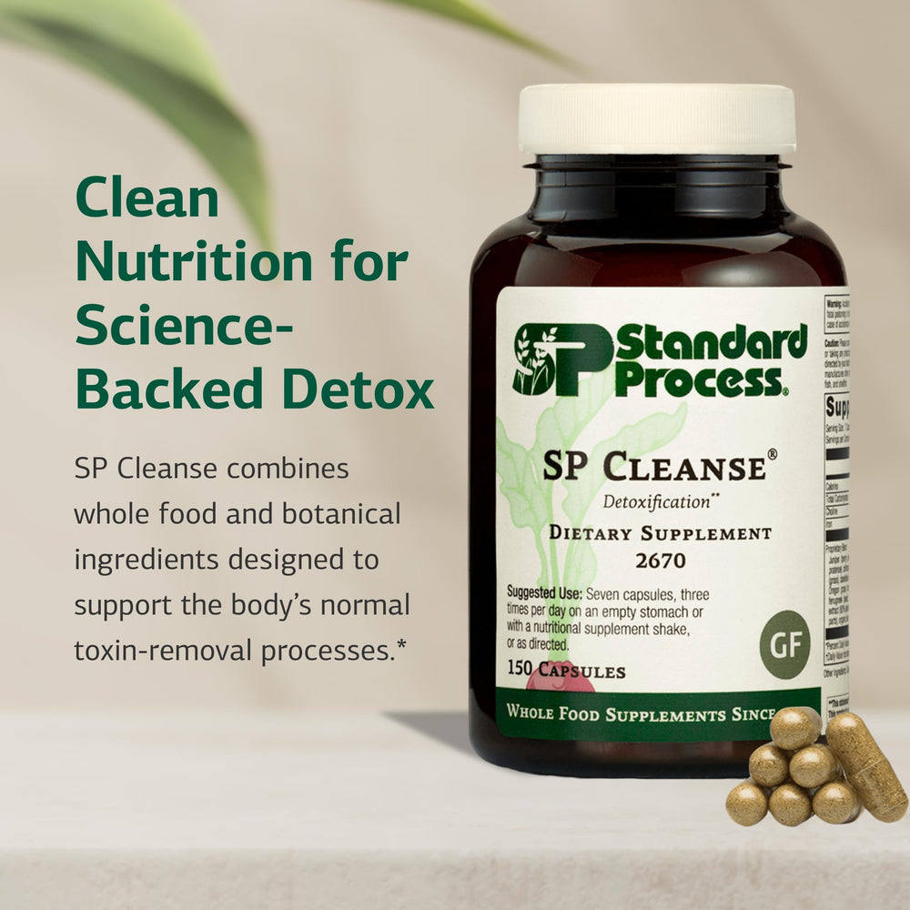 Standard Process SP Cleanse ingredients close-up featuring apple pectin and beetroot