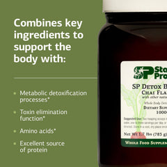 Standard Process SP Detox Balance Chai label indicating gluten-free vegan option.