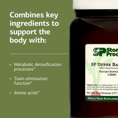 SP Detox Balance label shows gluten-free, vegan, non-dairy features