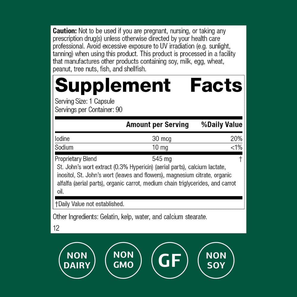 Capsules close-up showing St. John’s Wort-IMT for relaxation