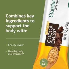 Standard Process StandardBar Cocoa Crisp in hand demonstrates portable energy.