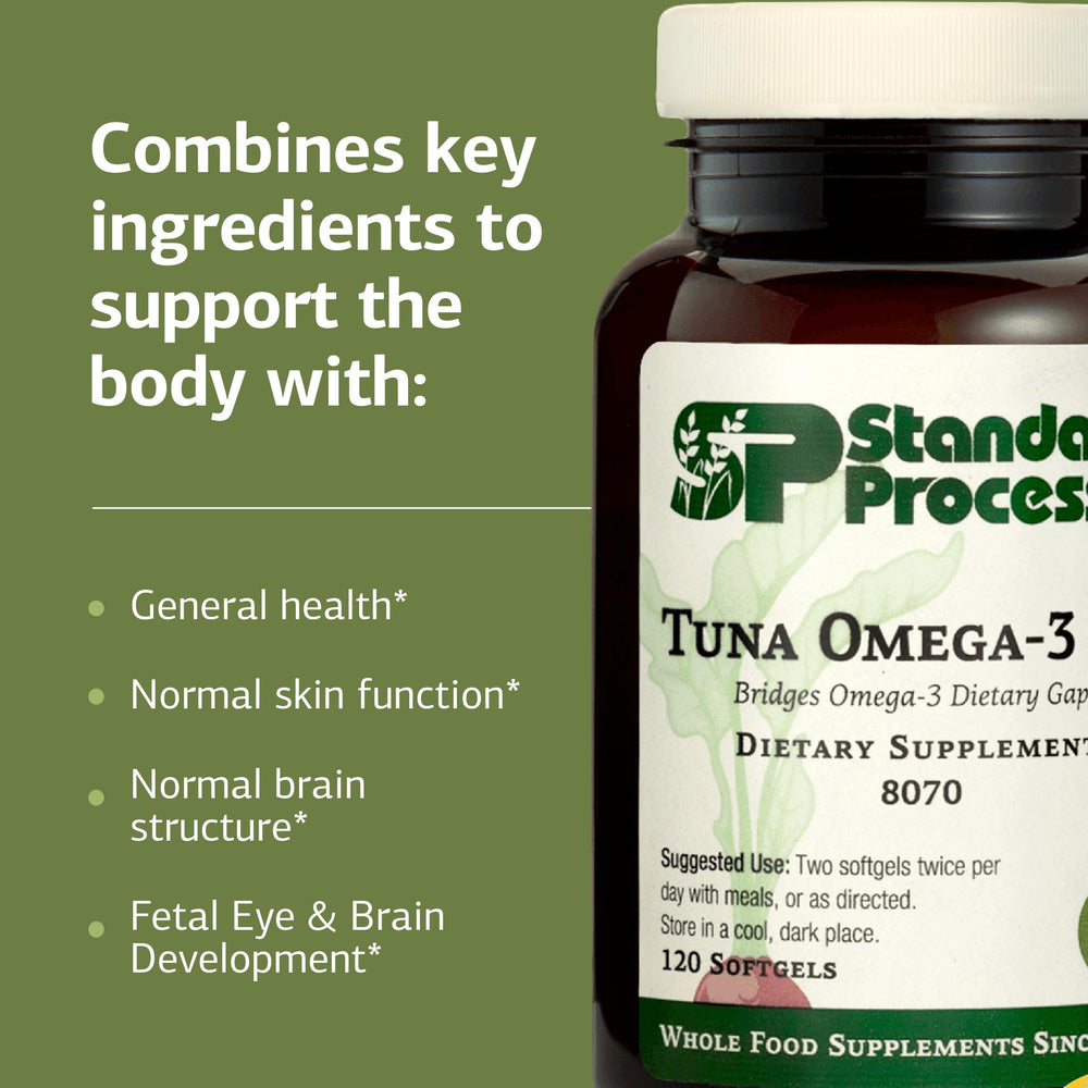 Tuna omega-3 oil taken with meals to support daily nutrition