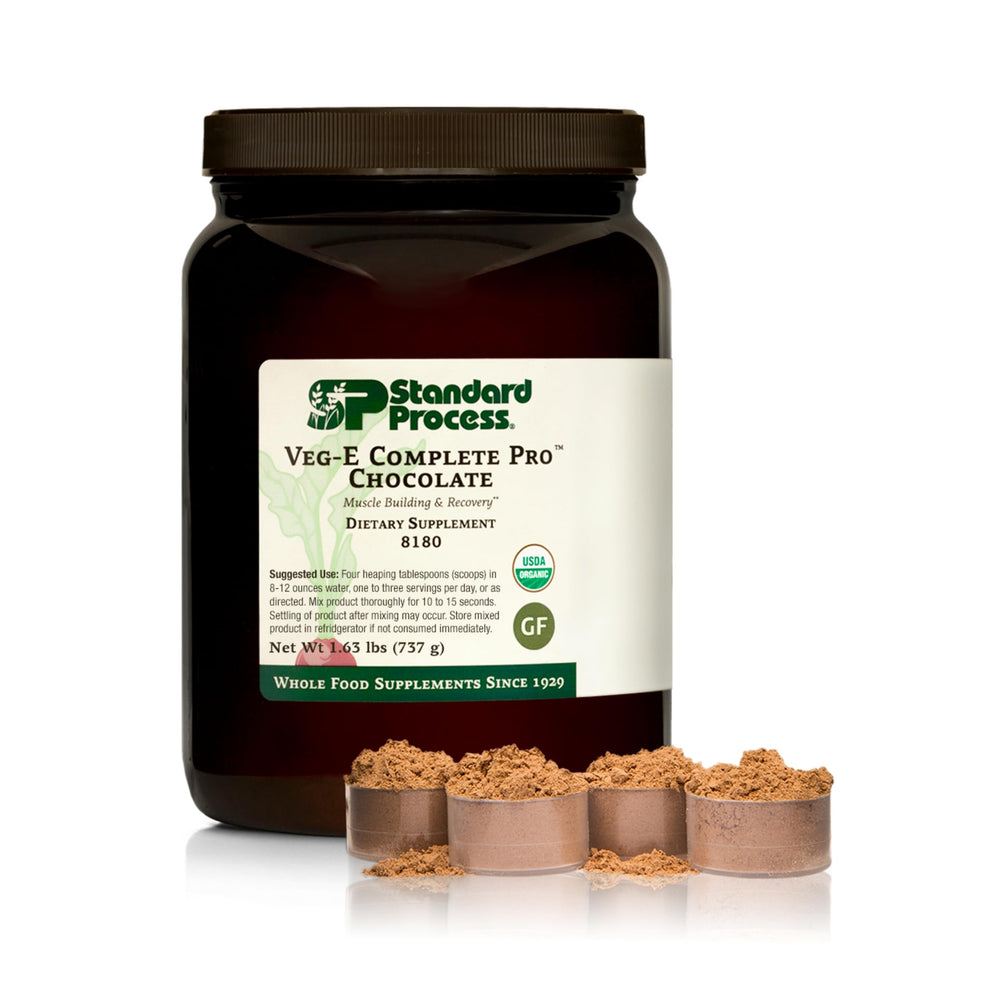 Standard Process Veg-E Complete Pro tub front, rich vegan protein for daily recovery