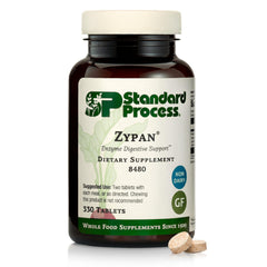 Standard Process Zypan digestive enzyme tablets support protein digestion after meals.