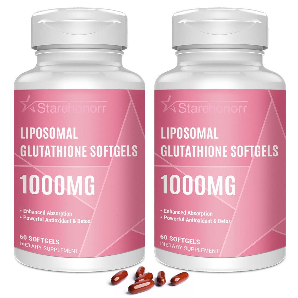 Starehonorr liposomal glutathione softgels bottle shows high potency for enhanced absorption.