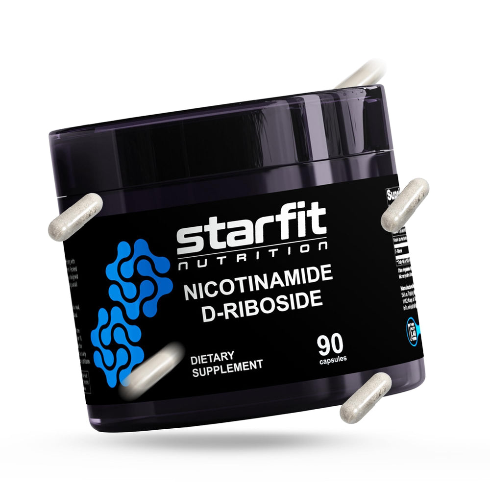 STARFIT label close-up highlights high-potency NAD+ boosting ingredient