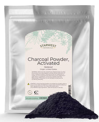 Starwest Botanicals Activated Charcoal Powder in a resealable bag for odor and color removal in liquids