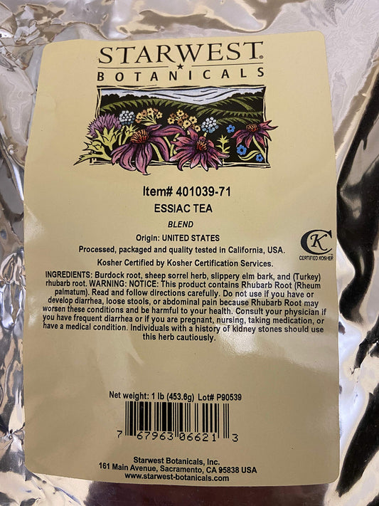 Starwest Botanicals Essiac Tea 1 lb package, ready for convenient home brewing
