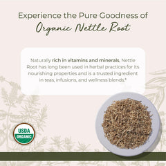 Starwest Botanicals nettle root organic label close-up with kosher certification.
