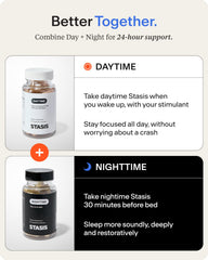 Close-up of STASIS Nighttime dose timing before bed
