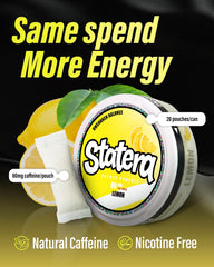 Statera Lemon pouch closeup showing bold flavor and compact design.