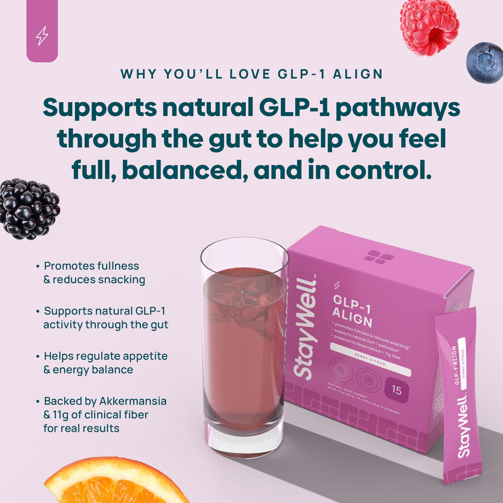 Stay-Well Naturals GLP-1 Probiotic Berry Citrus bottle ready to mix