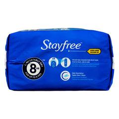 Stayfree Regular Maxi Pad anti-leak channels help reduce leaks.