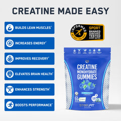 SteelFit gummies serving shot showing easy pre- or post-workout use.