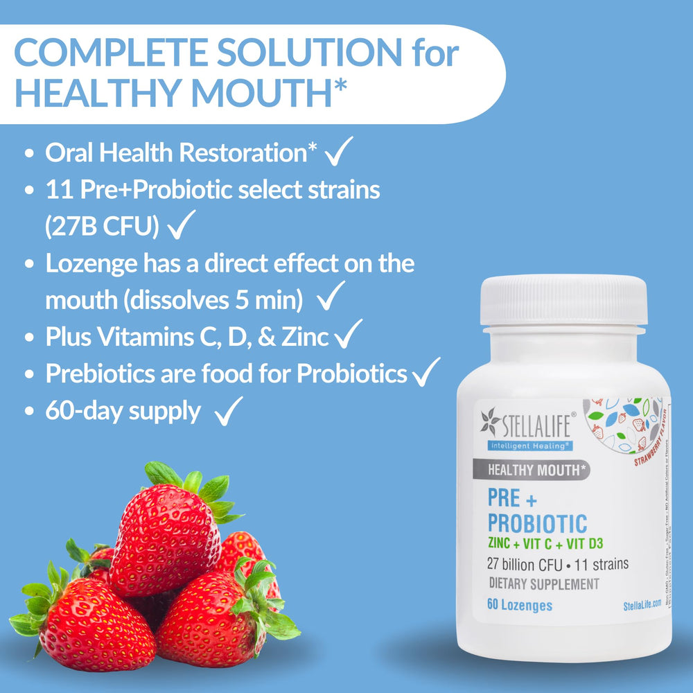 StellaLife probiotic lozenge with 11 strains supports diverse oral balance