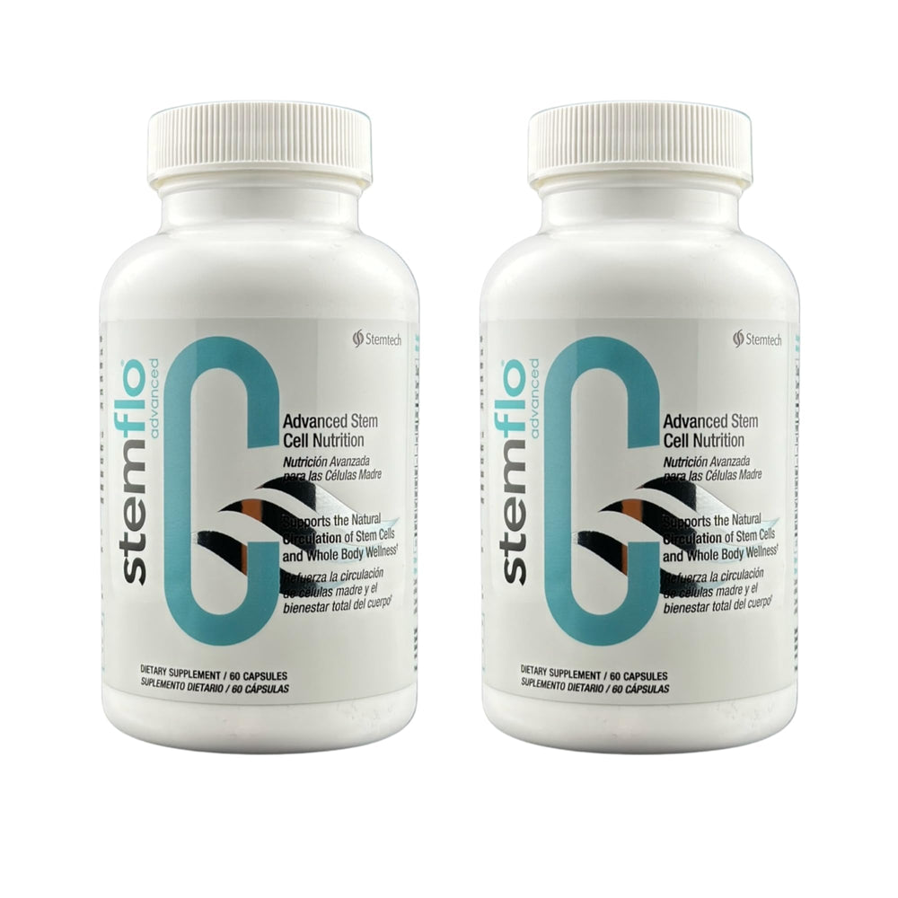 StemTech StemFlo Advanced Formula bottle on shelf supports daily vitality.
