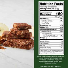 Step One Apple Cinnamon Bar pack shot reveals gluten-free, vegan, and Non-GMO labeling.