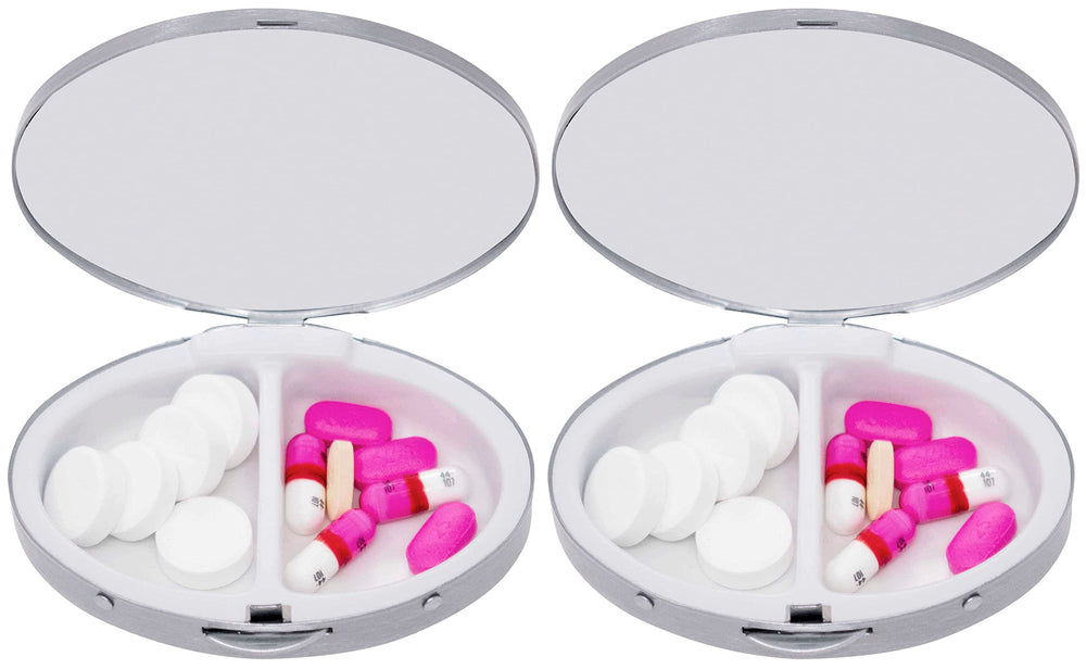 Stephanie Imports etched-pattern chrome-plated finish, stylish travel companion for vitamins and meds.